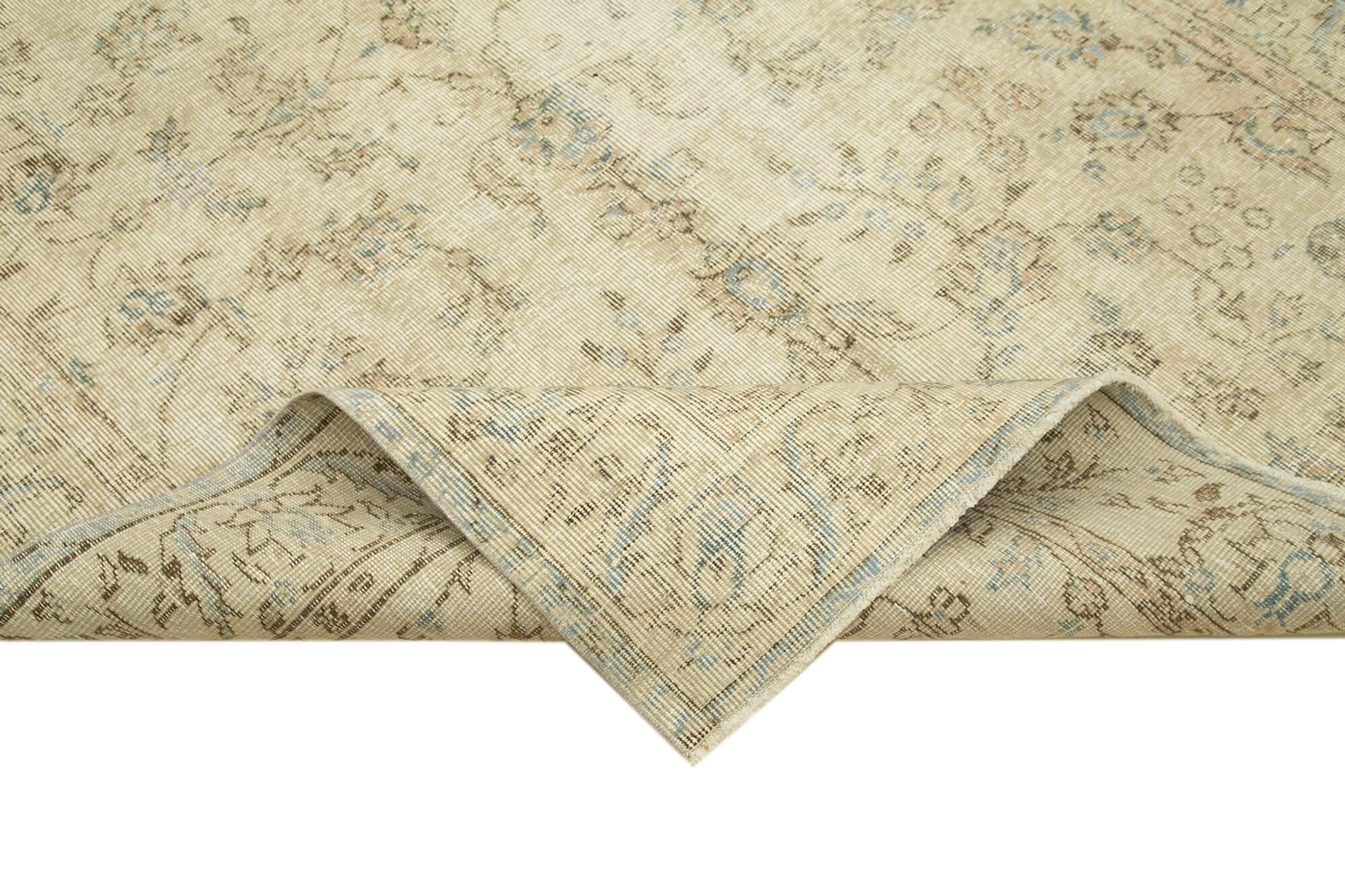 Hand-knotted distressed turkish beige carpet 156 cm x 246 cm