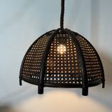 Vintage rattan and webbing hanging lamp 1970s retro