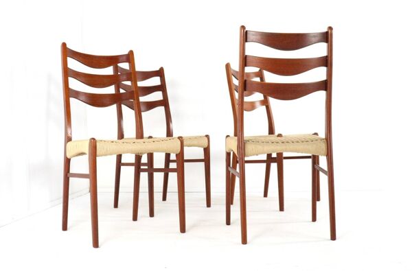 Lot de 4 chaises en corde de papier Arne Wahl Iversen pour Glygnore