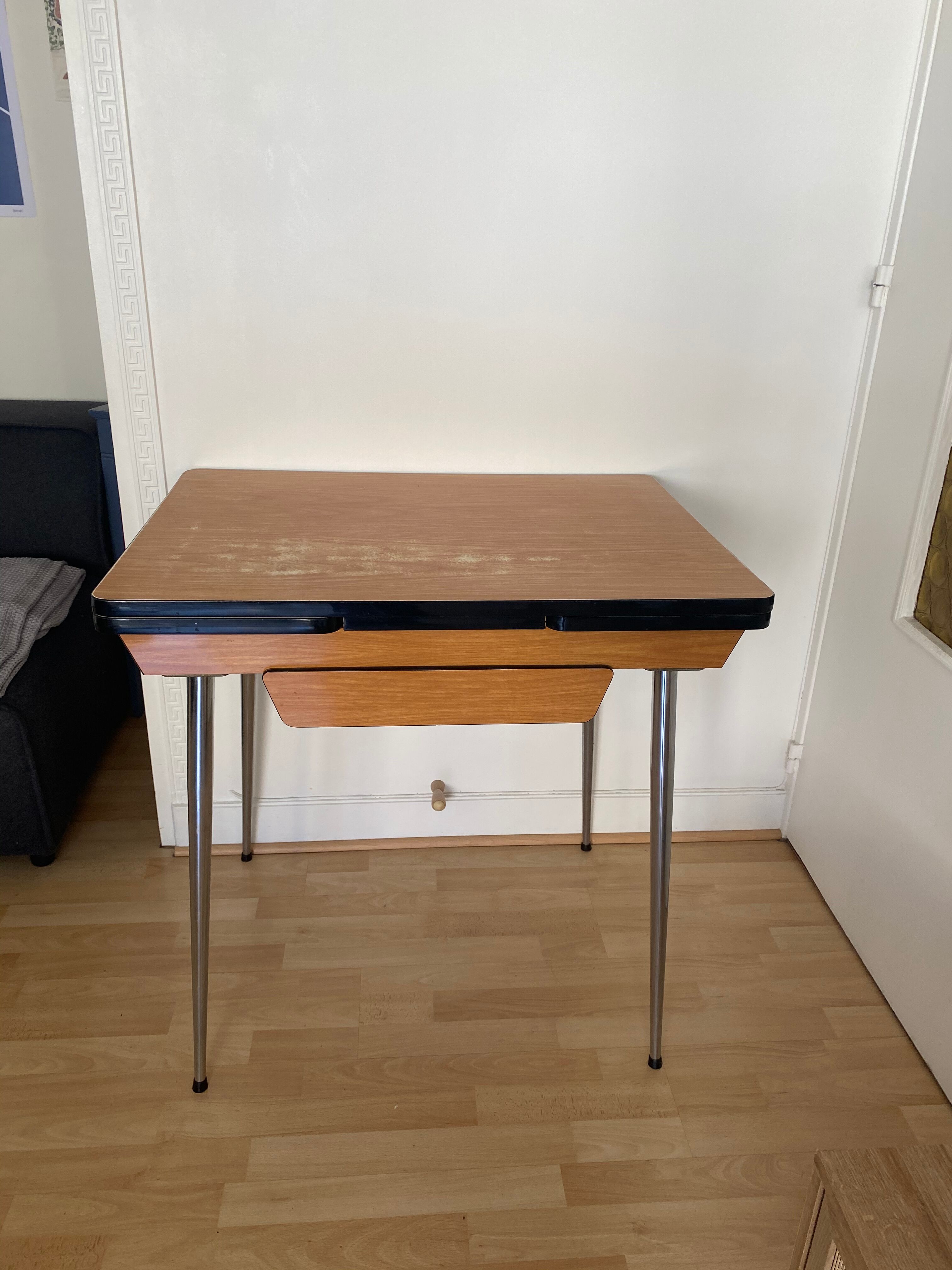 Formica table with extension cords