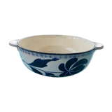 Saladier avec anses ancien modèle thebes charbonnier terre de fer salins fleurs bleues cobalt