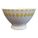 Old Badonviller earthenware bowl with yellow diamonds