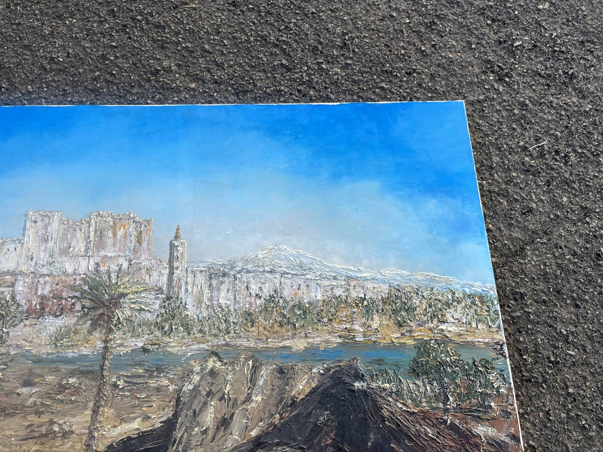 Orientalist painting – Kasbah between Ouarzazate and Zagora – Oil on canvas