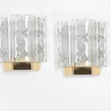 Pair of Brass and Murano Glass Wall Sconces by Doria, Germany, 1960s