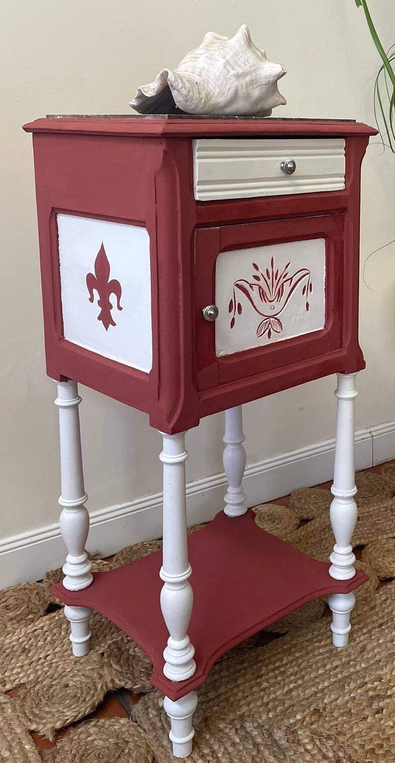 Vintage Lys Marble Wood Bedside Table