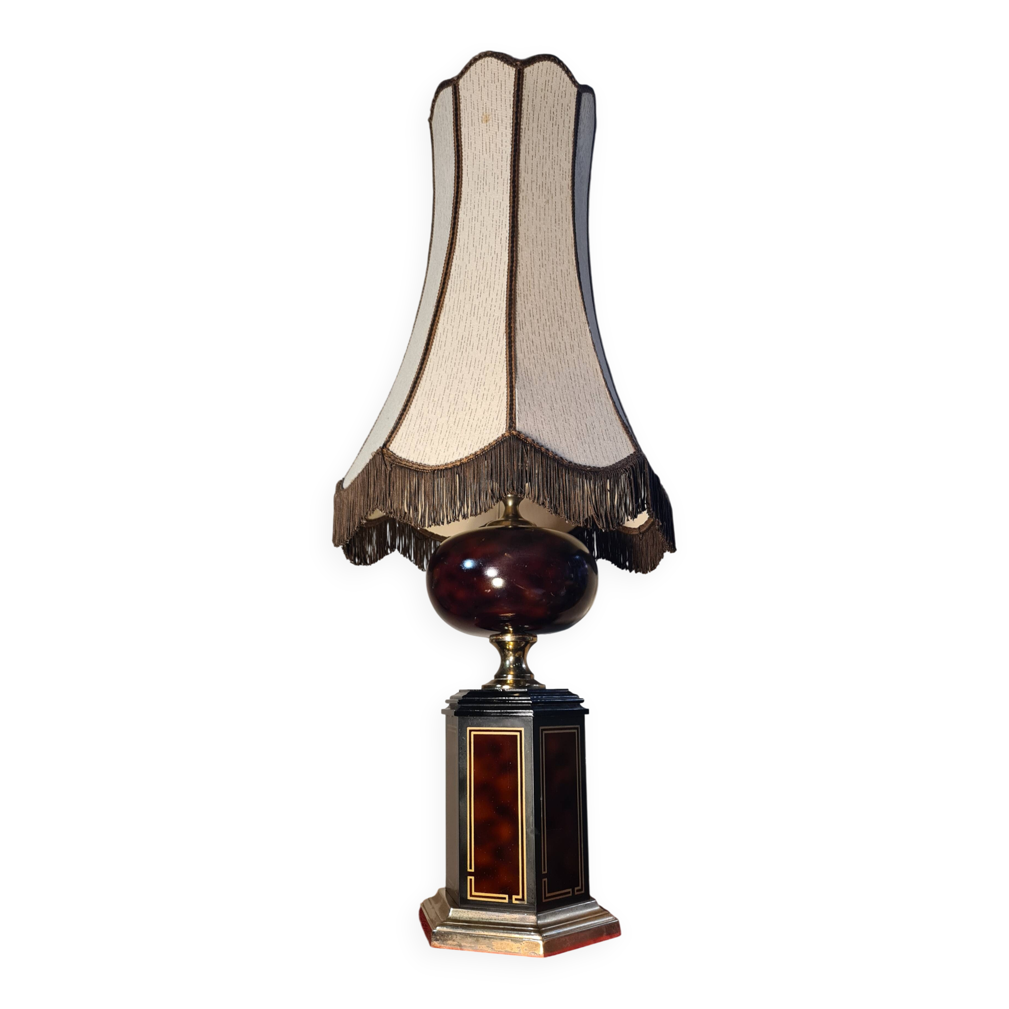 Living room lamp from Maison Dauphin 1970 to 80 cast aluminum, brown lacquered 102x4