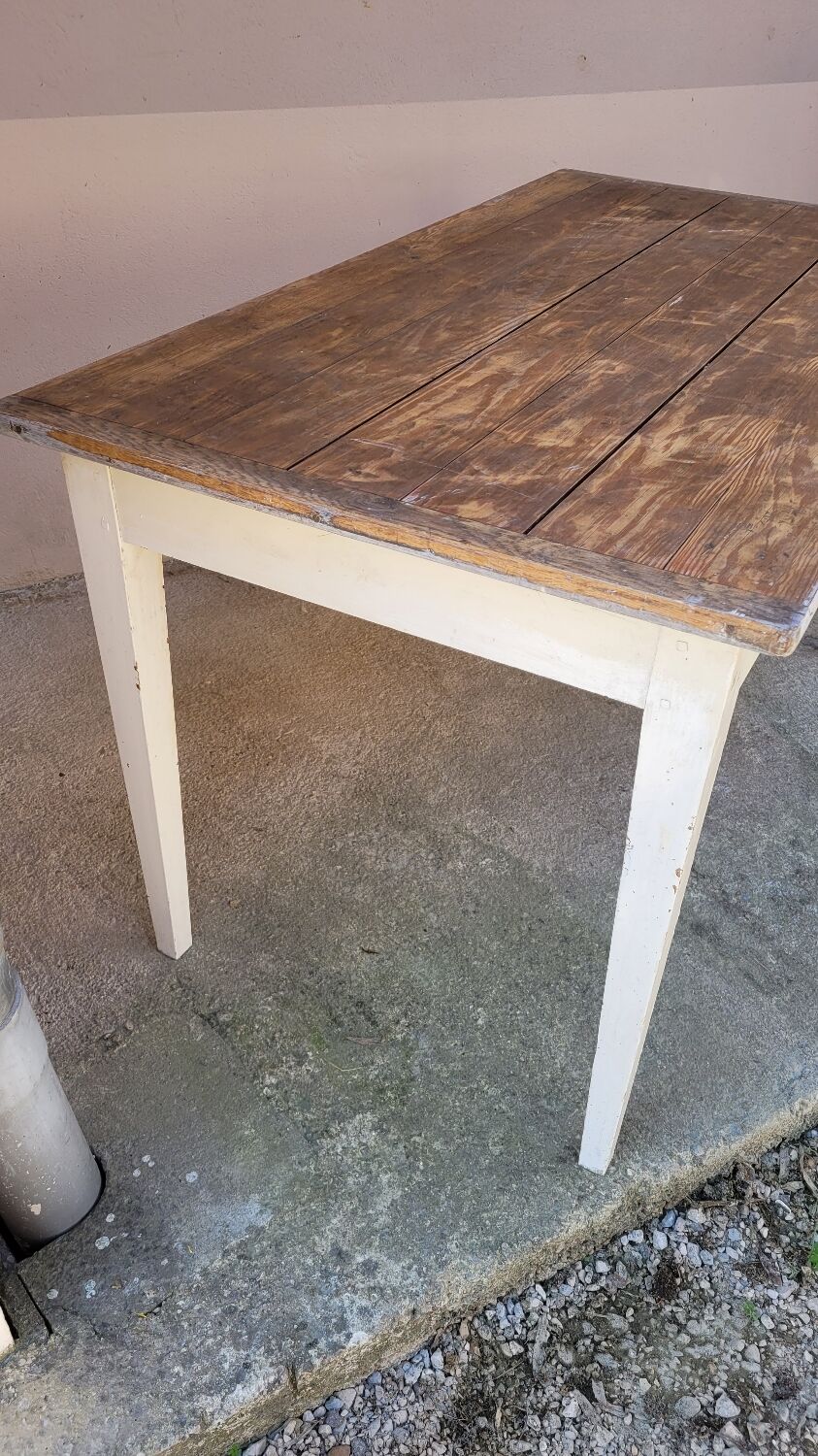 Table de ferme cuisine rustique ancienne -1m30