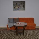 Orange corduroy Modular sofa from the 70's, 3 pieces