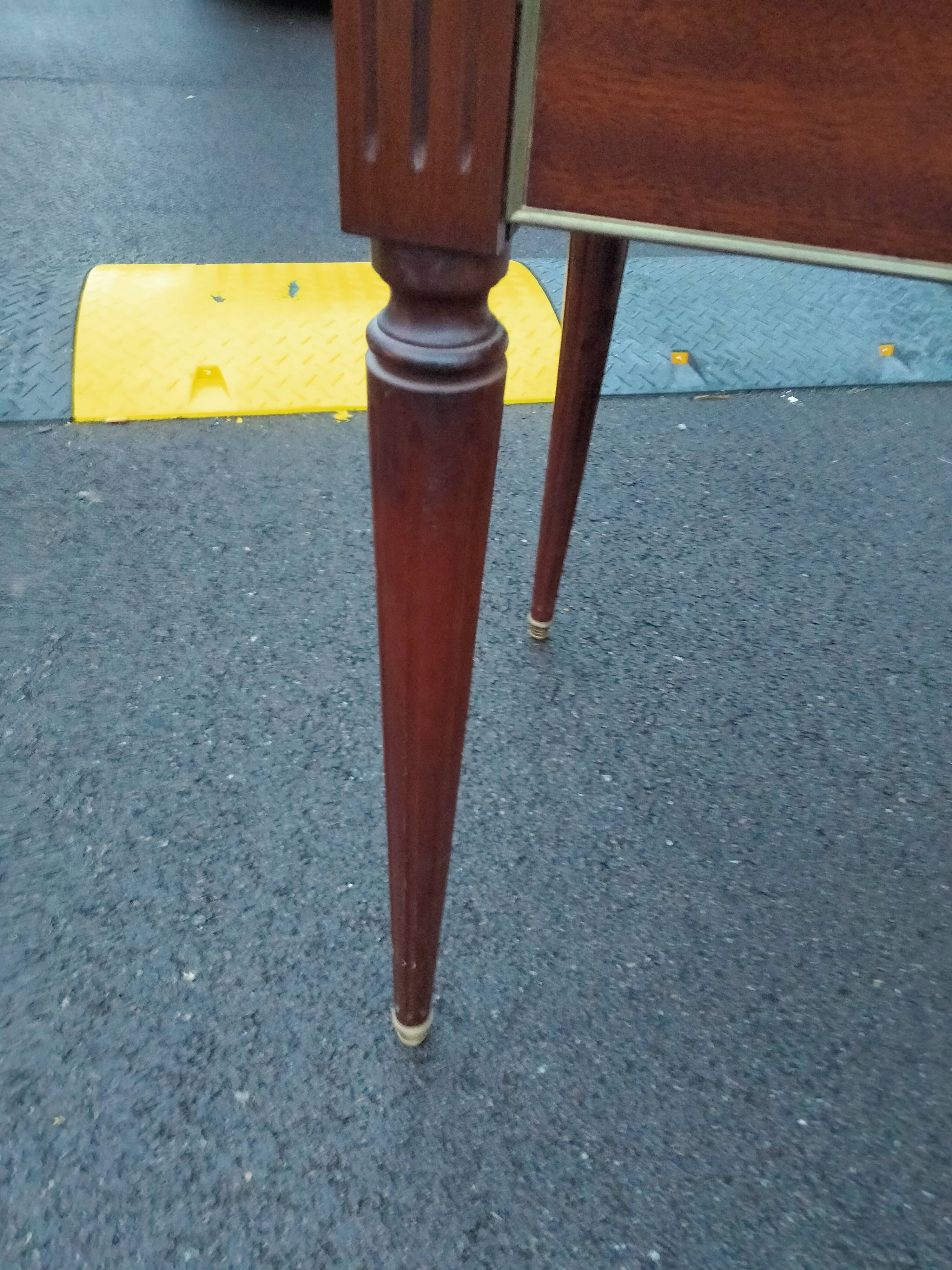 Old style flat desk louis xvi leather tray with 2 pulls