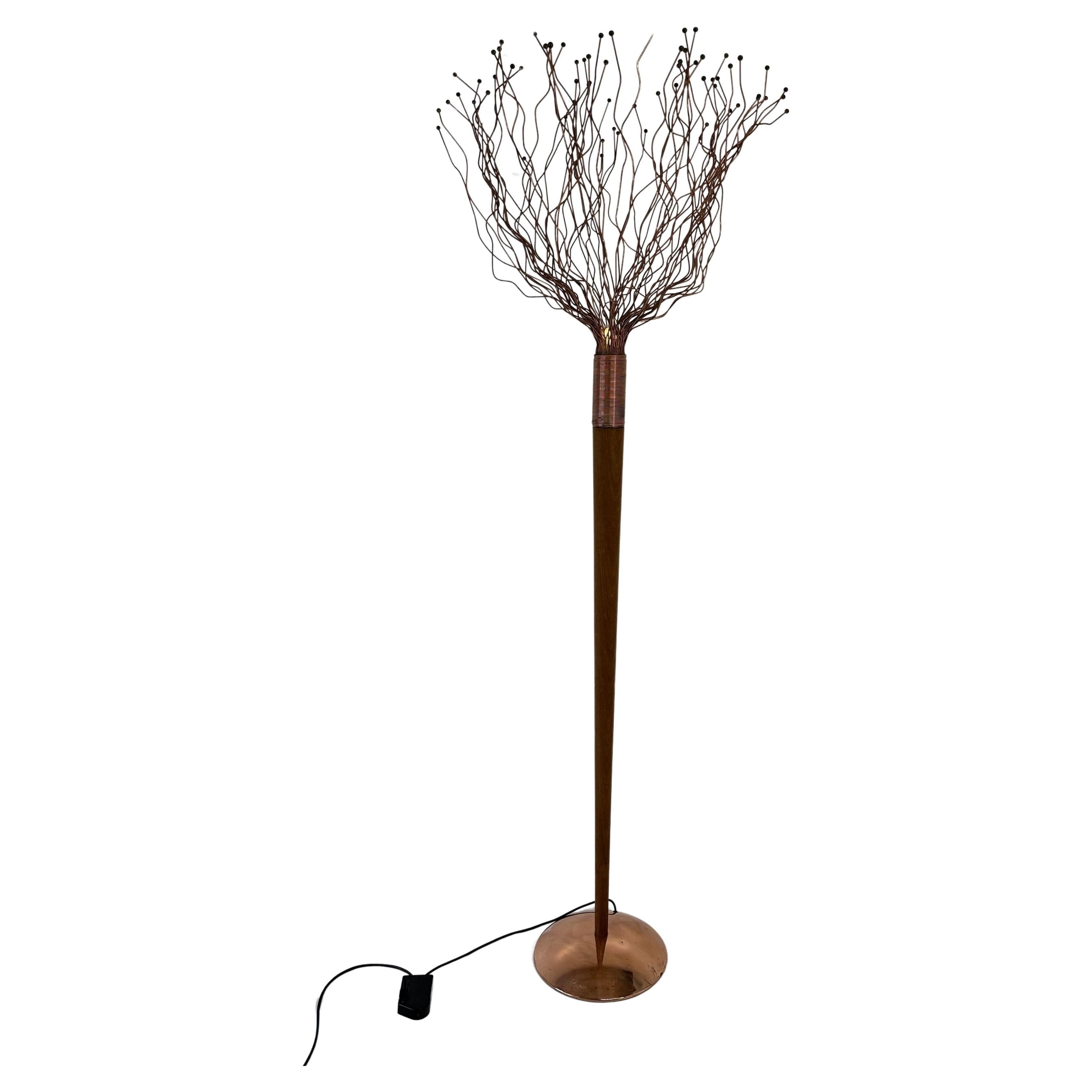 Italian Floor Lamp in Wood, Copper and Brass, Paolo Donatello, 1990s