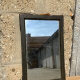 Old wooden mirror and metal angle barber shape 18th