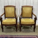 Pair of 19th century mahogany armchairs with crossbars