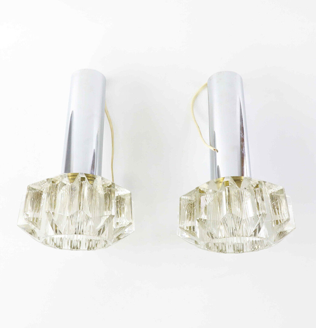 Pair of glass pendant lamps, Boréns Borås, 60/70s.