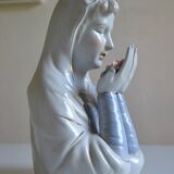 Virgin Mary statue bust in polychrome porcelain Virgin with crown of roses