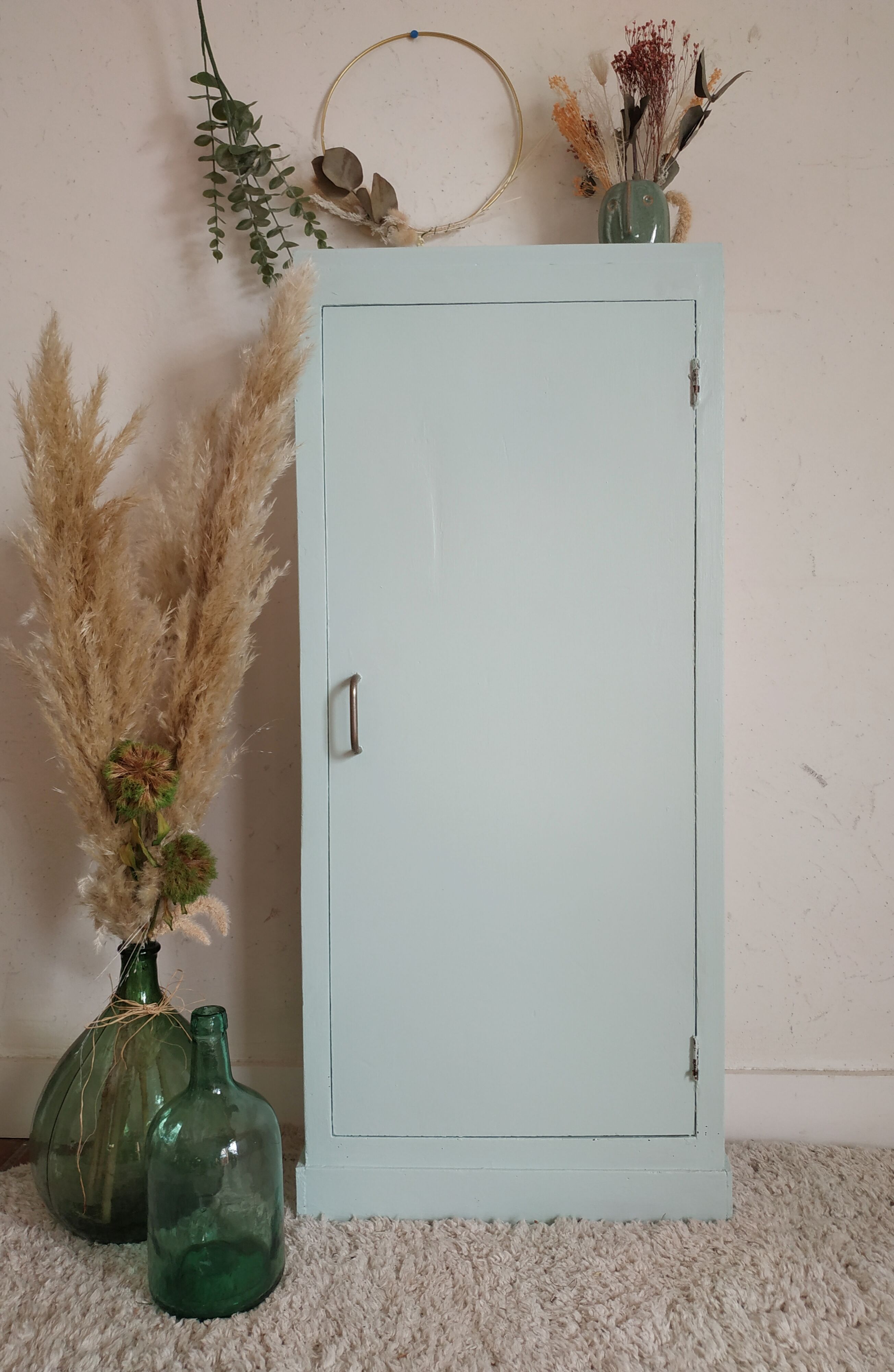 Old small green water cabinet