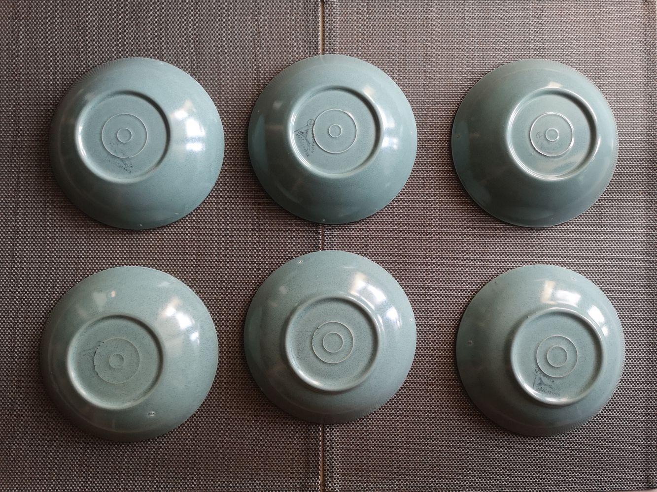 Set of 6 faience cups from Longchamps 1970s