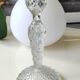 Paire de Bougeoirs flambeaux/Verrerie de Portieux, verre moulé. Motifs croisillons, forme corolle