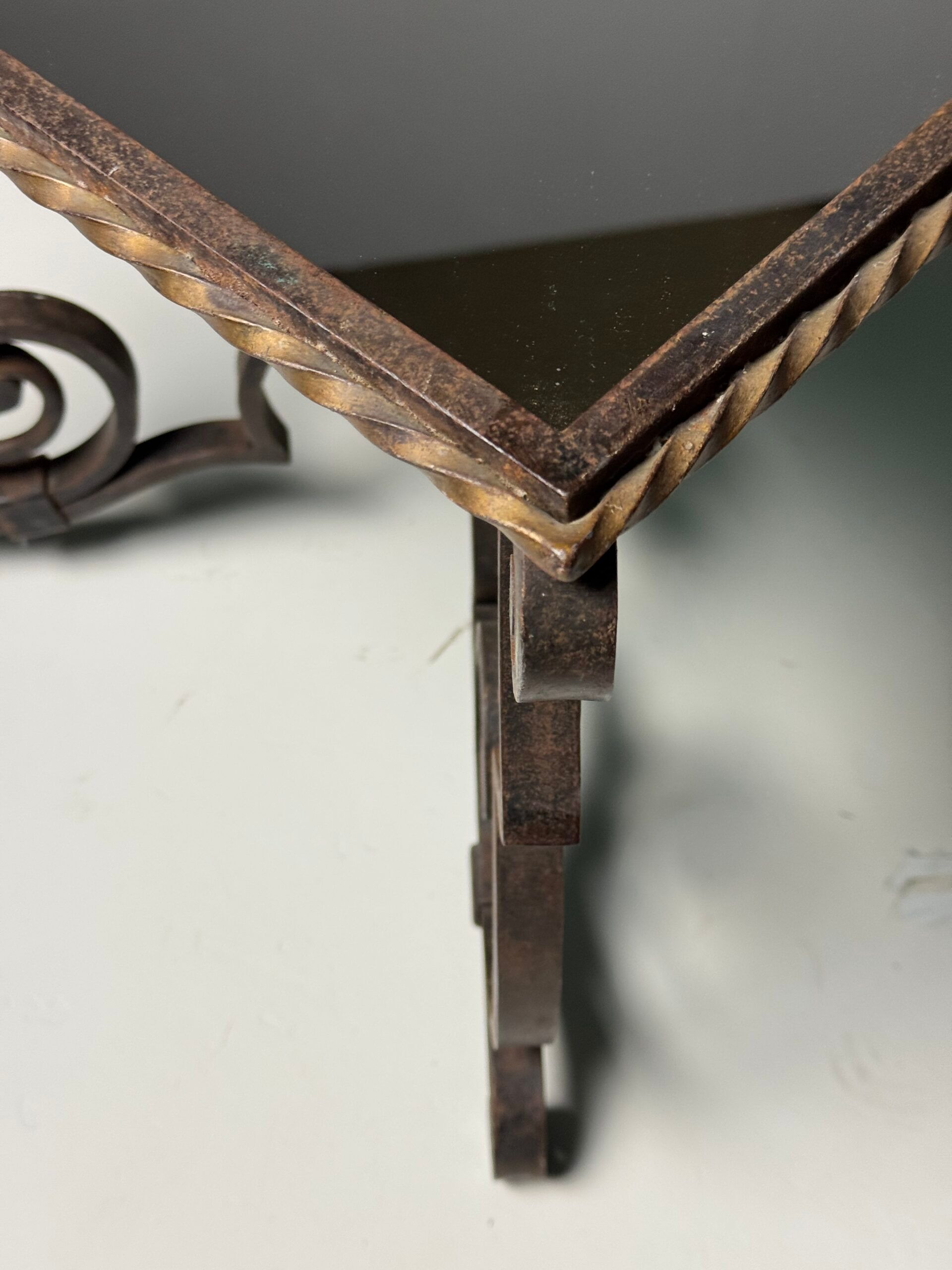 Wrought iron coffee table with mirror glass