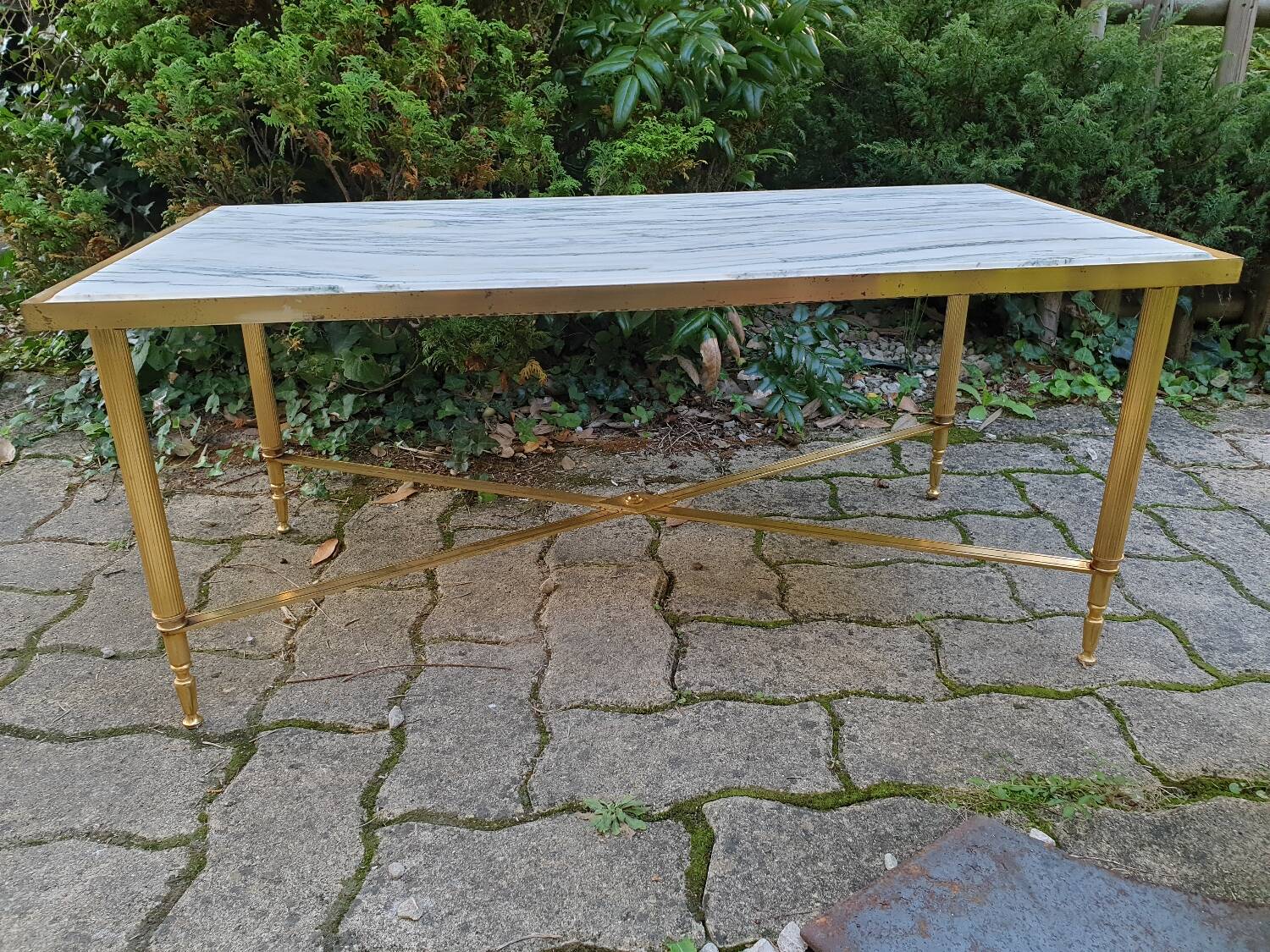 Marble and brass coffee table