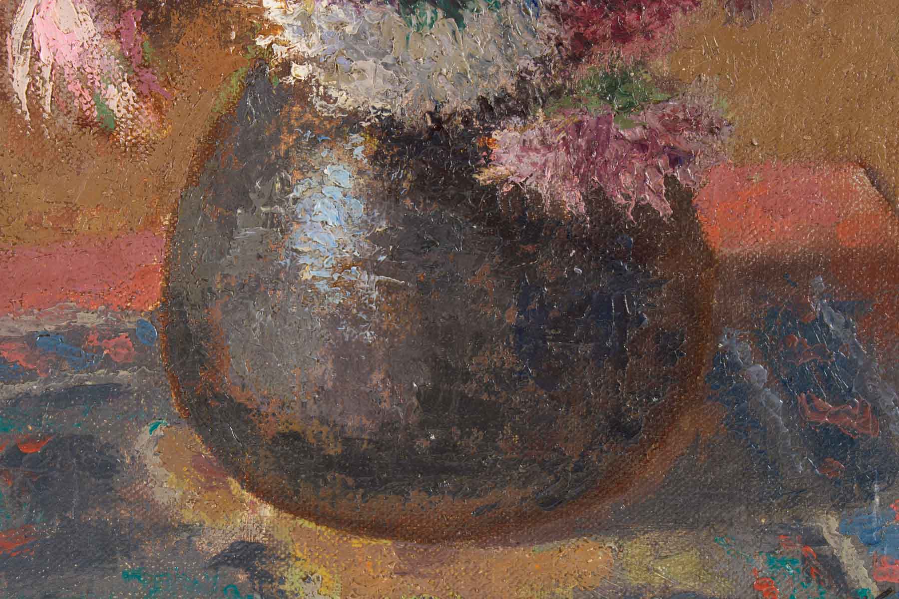 Small bouquet of flowers on entablature-signed J. Nebesov-dated 1935