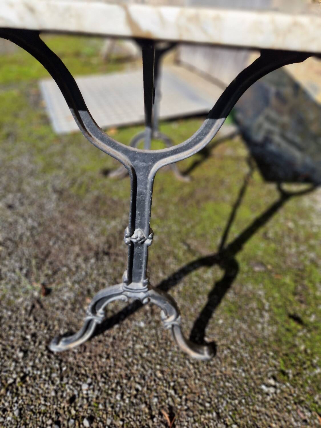 Antique bistro table with marble top