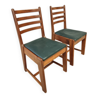 2 chaises de salle à manger design Bas van Pelt en noyer, années 30