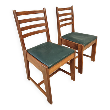 Two Bas van Pelt designer dining chairs in walnut, 1930s
