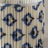 Hand-Painted Ceramic Table Lamp in Delft Blue and White with Ikat Shade
