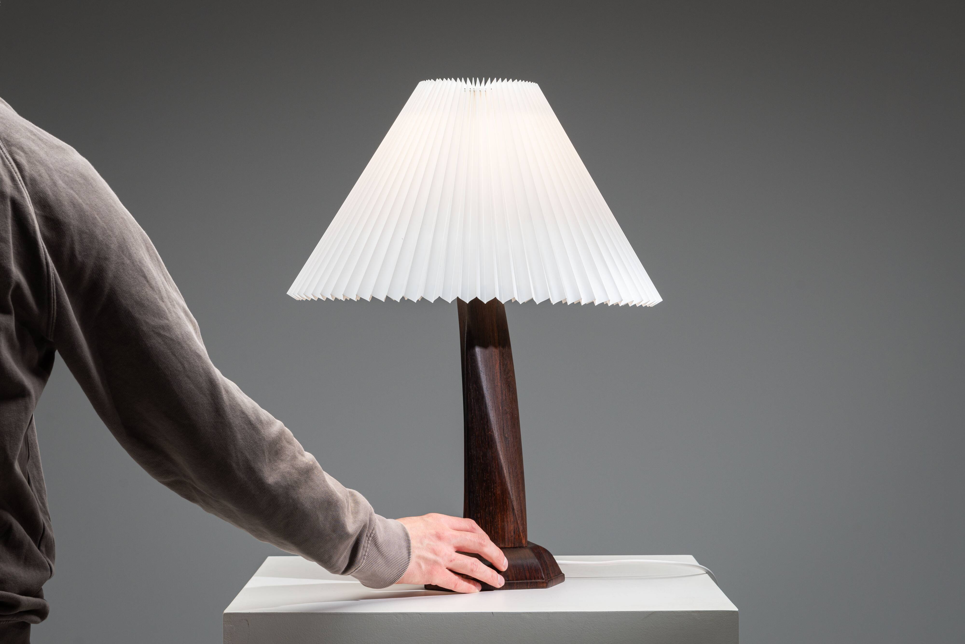 Large mid-century solid rosewood table lamp