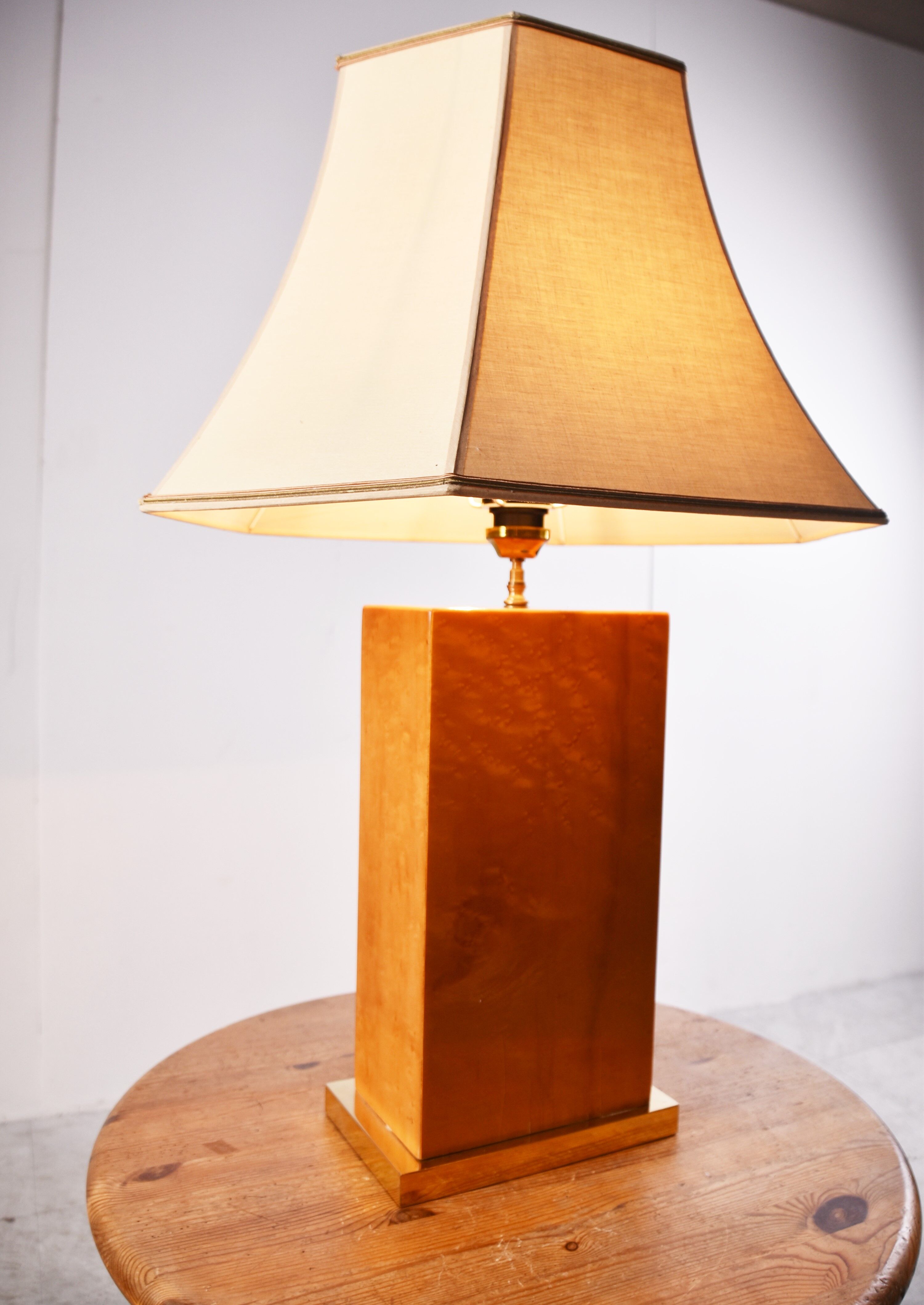Vintage burl wood table lamp, 1970s