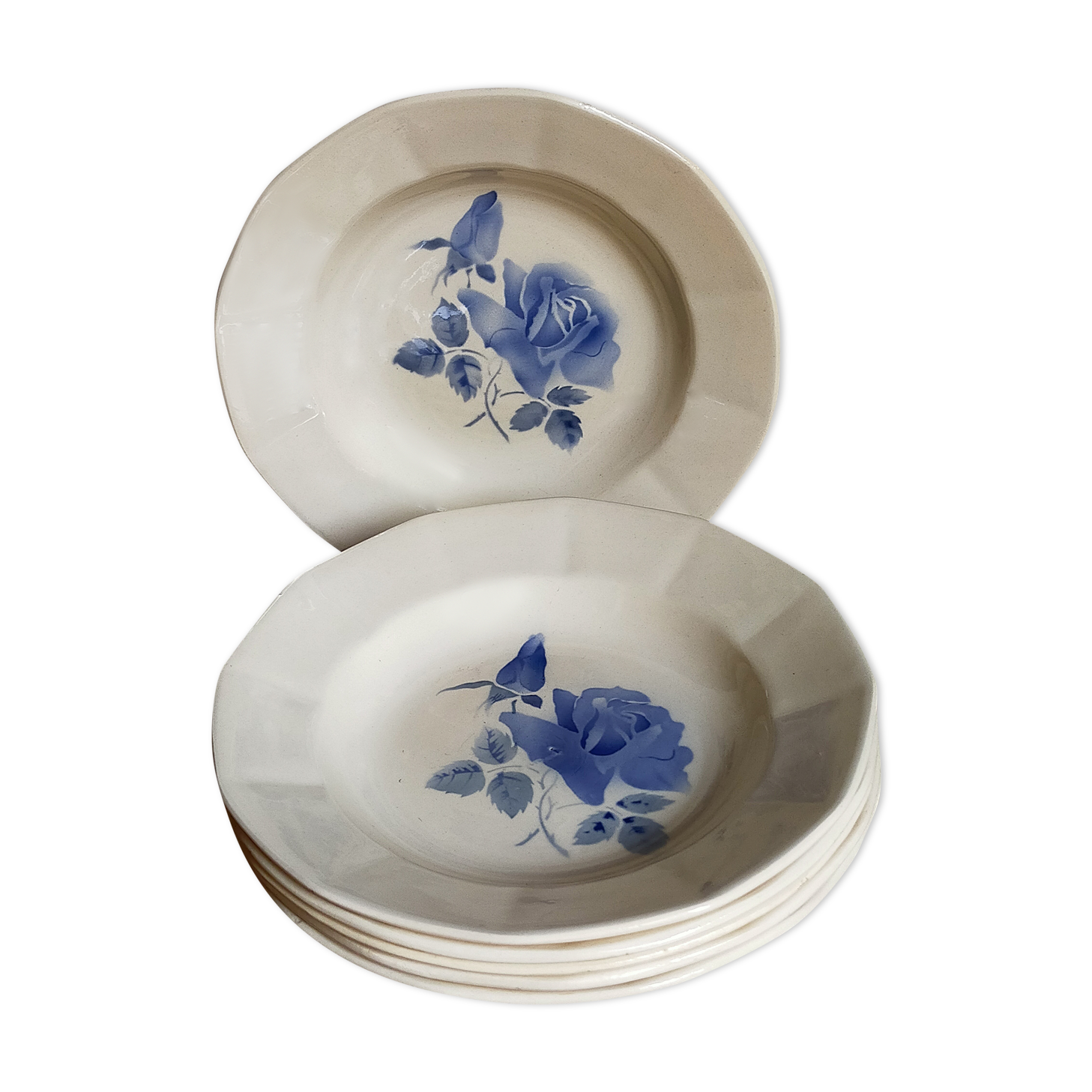 Six earthenware plates of Digoin and Sarreguemines 40s