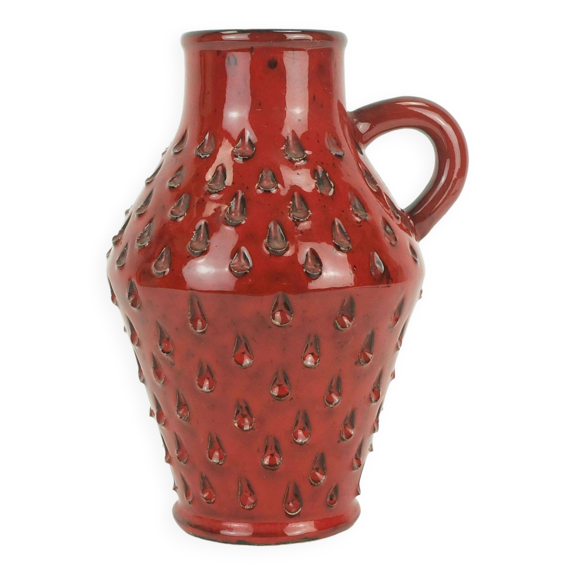 Italian mid century vase fratelli fanciullacci strawberry sgraffito decor 1960s 1970s