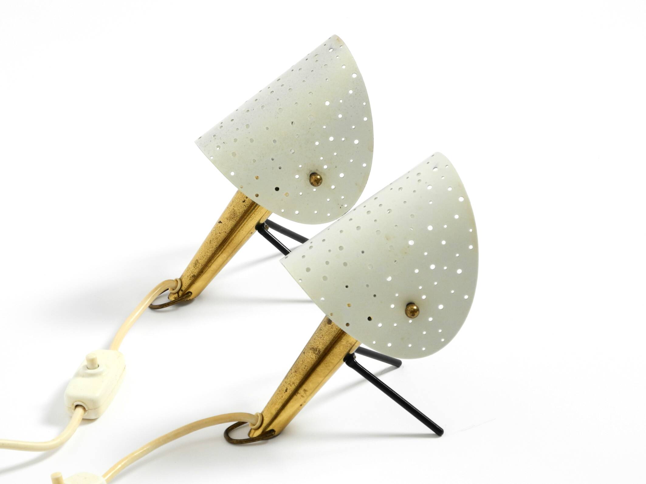 Pair of Mid Century Modern metal brass table and wall lamps by Ernest Igl
