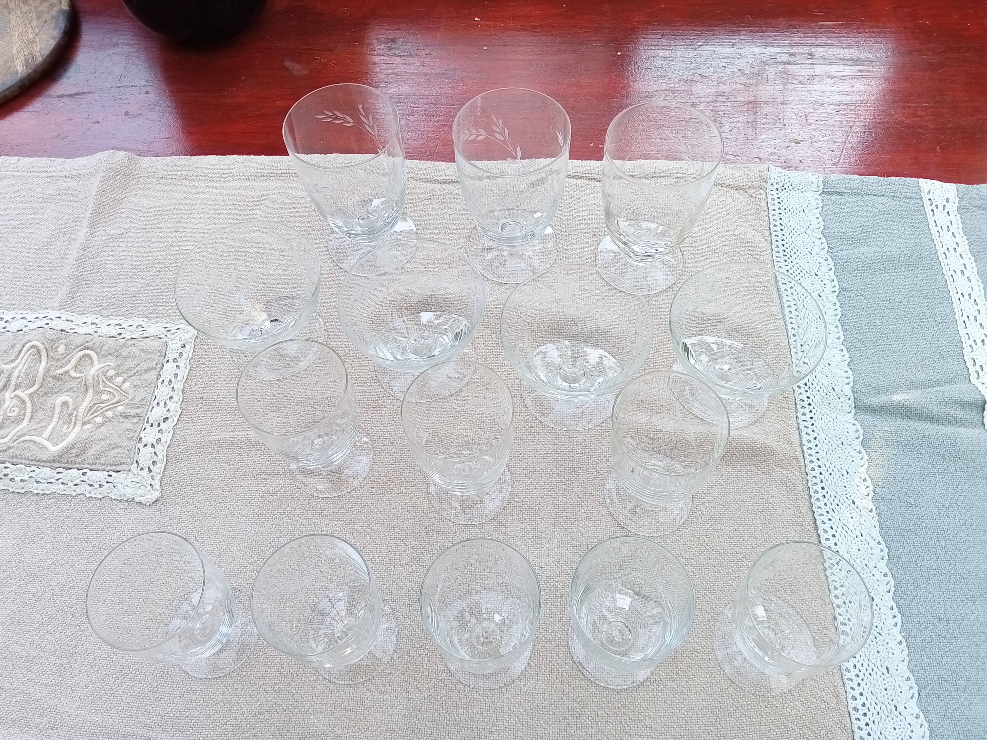 Set of 15 old glasses from the 40s