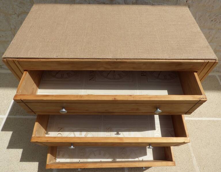 Art Deco 3-drawer wooden chest of drawers - Completely restored and refurbished -