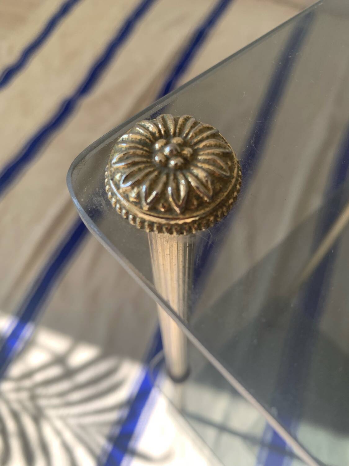 Old glass and brass stool