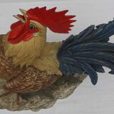 Coq chantant figurine en biscuit signée