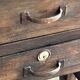 Antique Indonesian teak workbench with two drawers and stretcher H89.