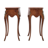 2 italian burl side tables louis xv style