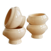 4 mini lion head soup bowls in ivory earthenware