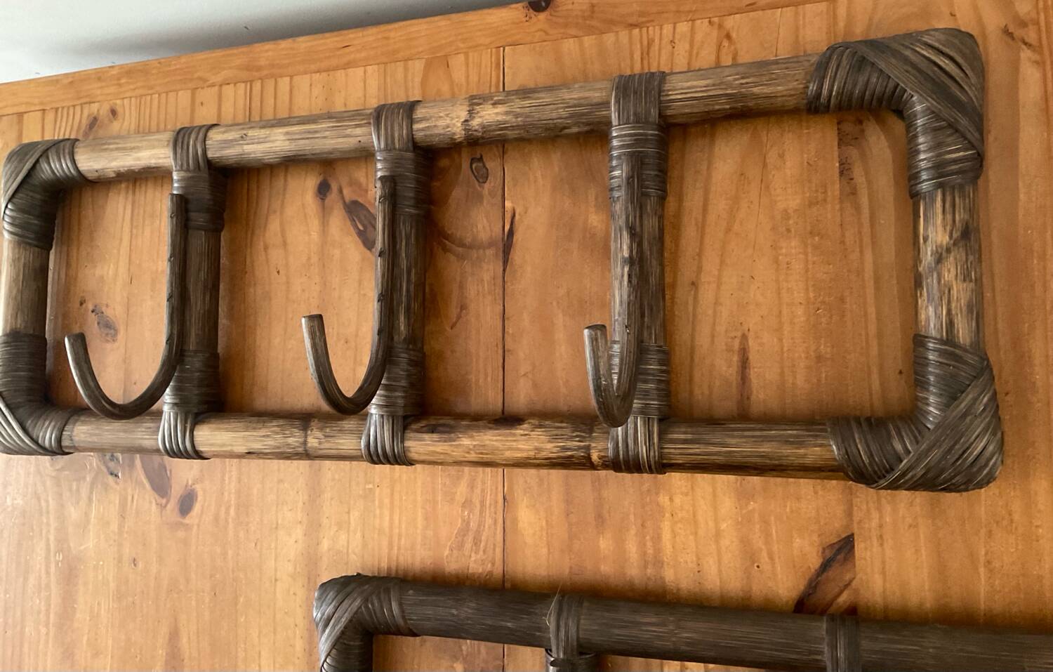 Pair of rattan coat racks from the 60s and 70s