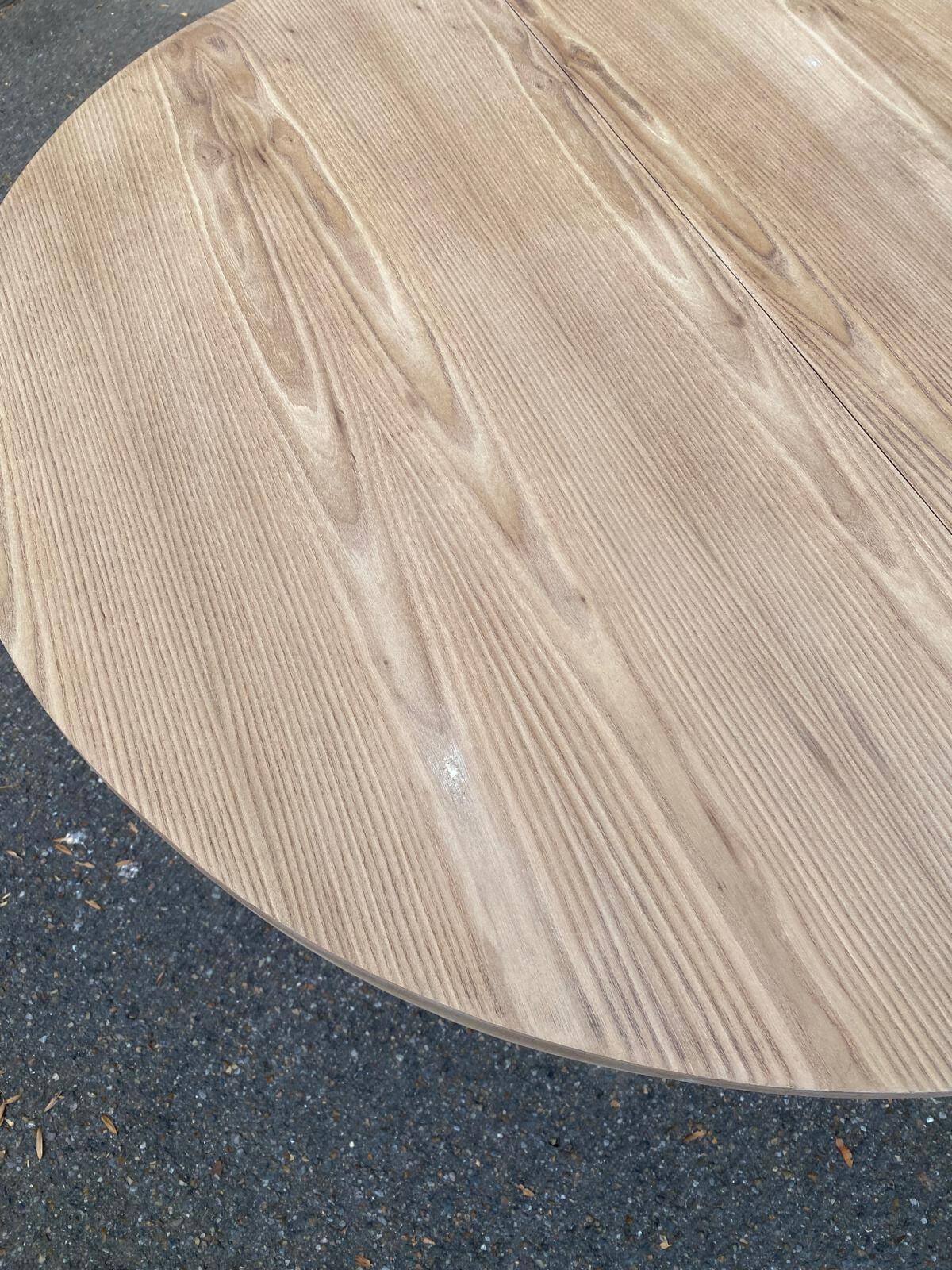Scandinavian round extendable dining table Baumann stripped teak 1960