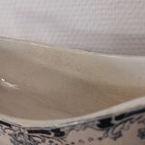 Saucière sur pied en terre de fer bleu/vert modèle "Mignon", H & Cie Sarreguemines