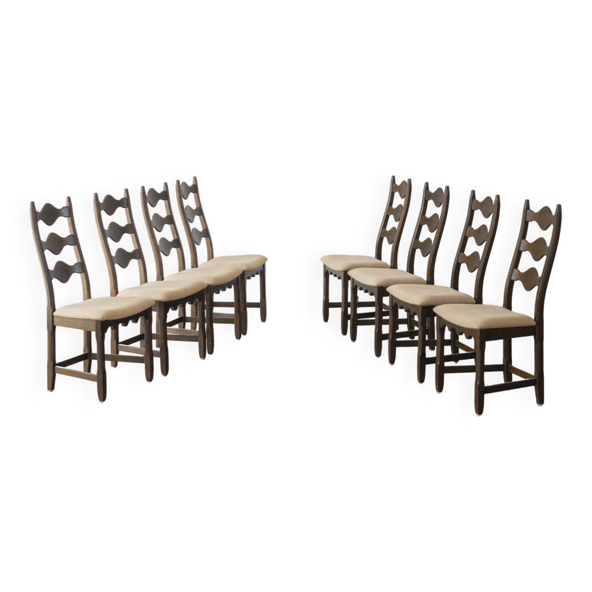 Henning Kjærnulf, chaise de salle à manger (ensemble de huit)