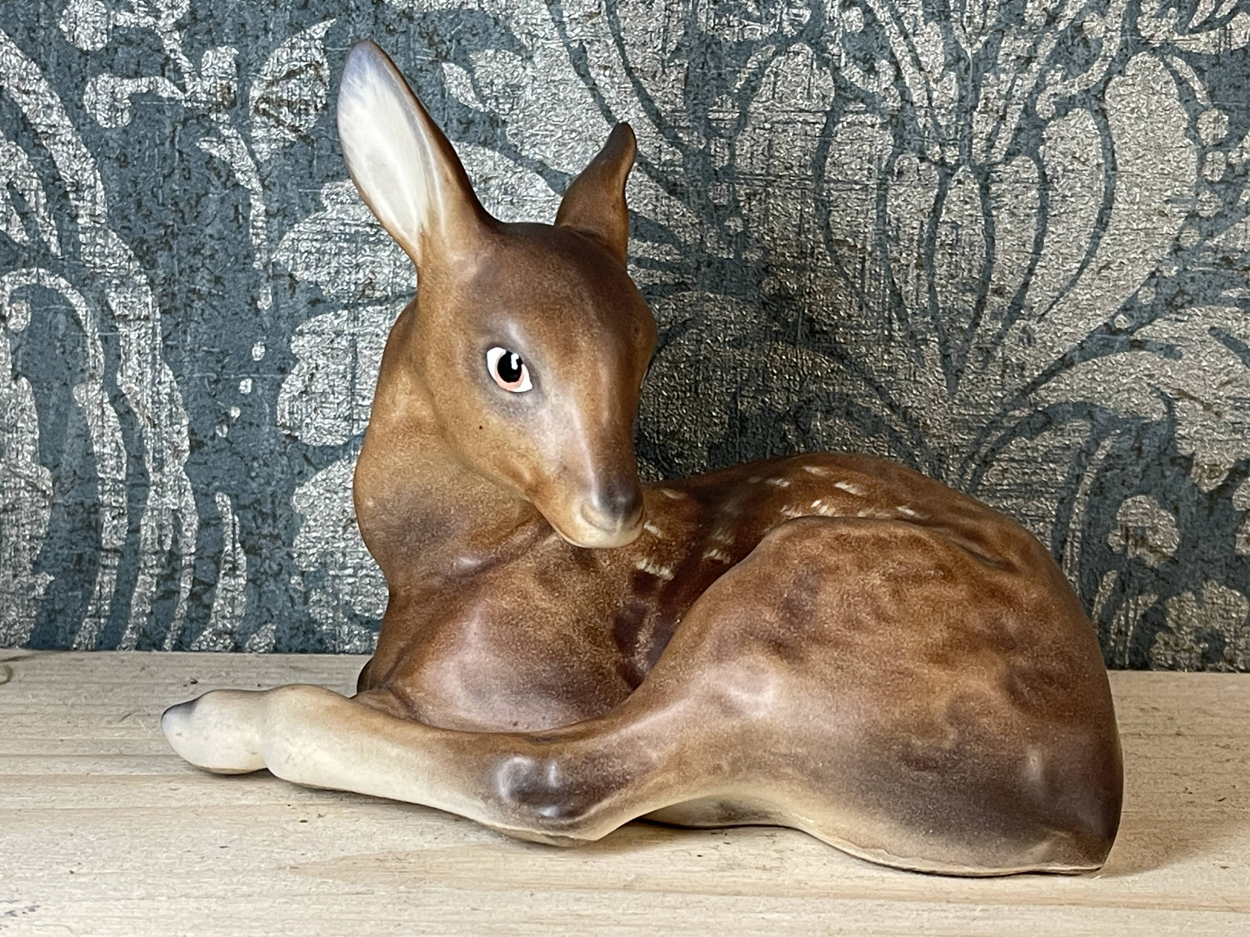 Antique German ceramic fawn