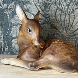 Antique German ceramic fawn