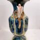 Vase en barbotine émaillée à décor d'oiseaux et bambou