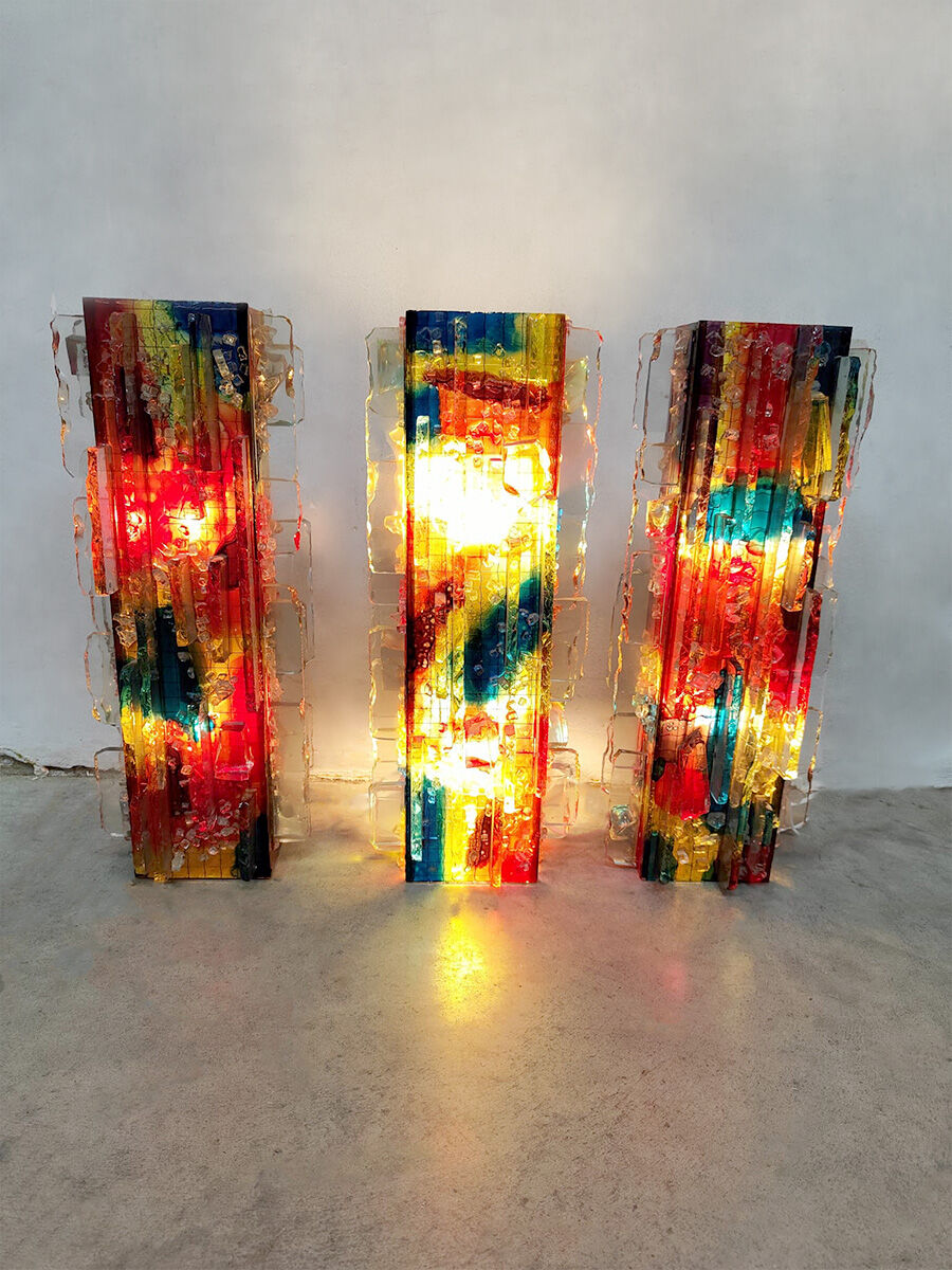 Set of 3 vintage wall lights 'Chartres' Willem Van Oyen Raak