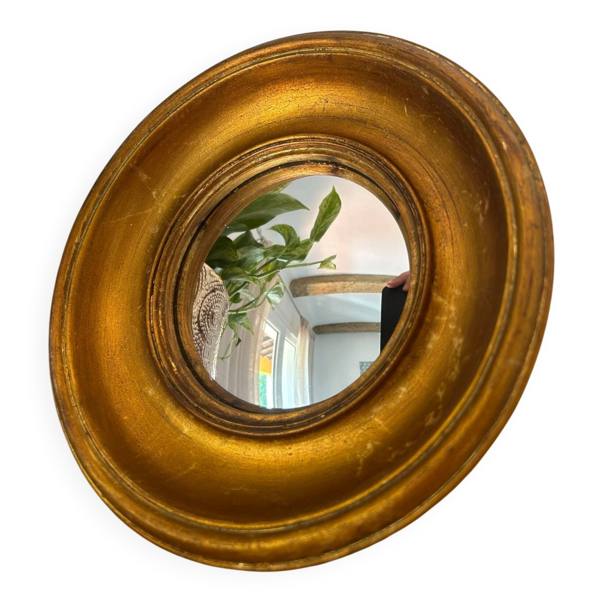 Miroir convexe rond doré miroir de sorcière