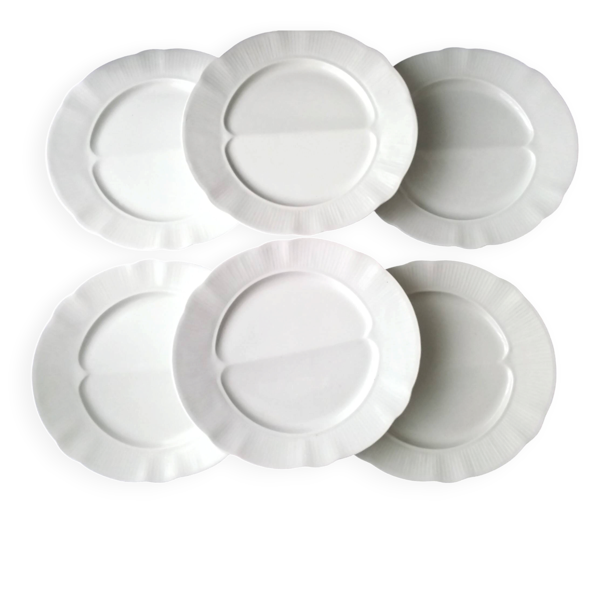 6 asparagus plates in Pillivuyt porcelain
